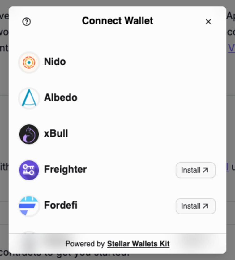 The Connect Wallet picker with Nido listed first